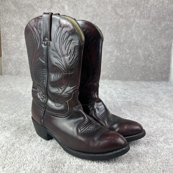 Durango Other - Durango Mens Wine Colored Leather Western Cowboy‎ Boots Size 8.5 D TR2542